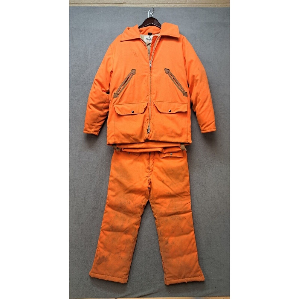 Vintage Woolrich Hunting Jacket & Pants M Orange Made In U.S.A. Goose Down